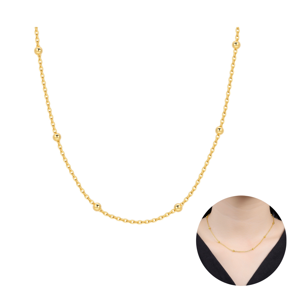 Pearl Trim Chain - Orstarry S925 Sterling Silver 18k Gold