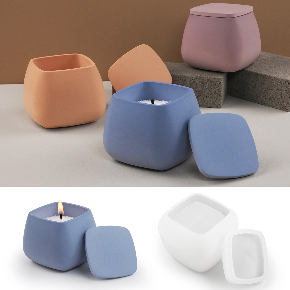Craft Embellishment Storage - Square Candle Jar Silicone Mold DIY