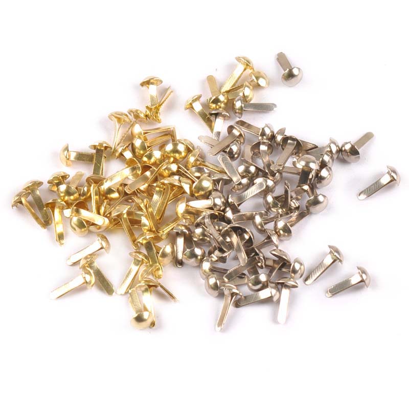 Embellishments For Scrapbooking - 100PCs mixed Silver/golden Round Brad Scrapbooking