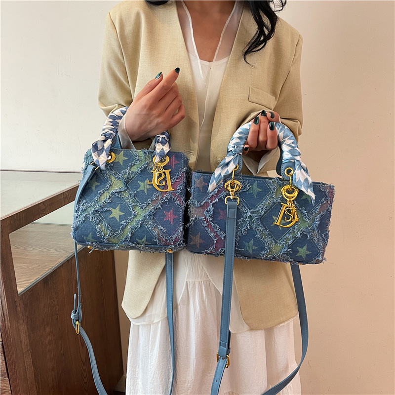 Craft Embellishment Storage - Y2K Women's New Denim Star Handbag