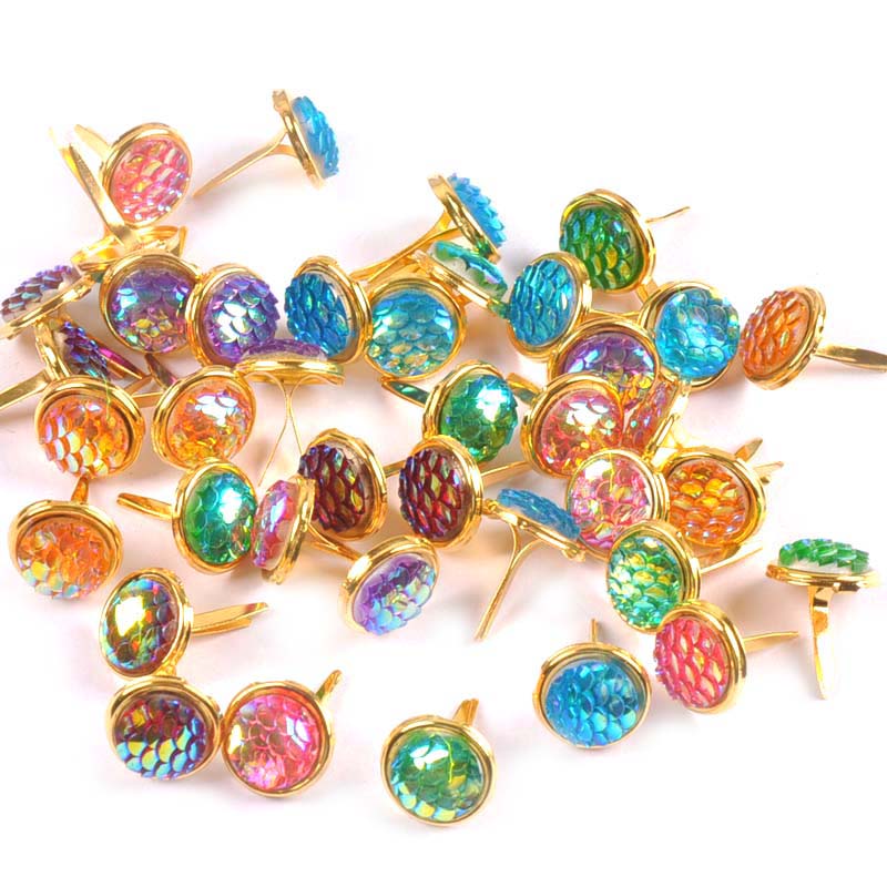 Embellishments For Scrapbooking - 13x13mm 20Pcs Mix Squama Pattern Brads