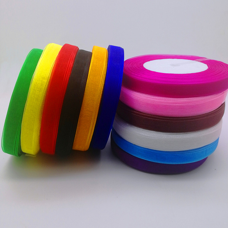Organza Ribbon Spool - Hot 10mm 50Yards Spool Satin Edge