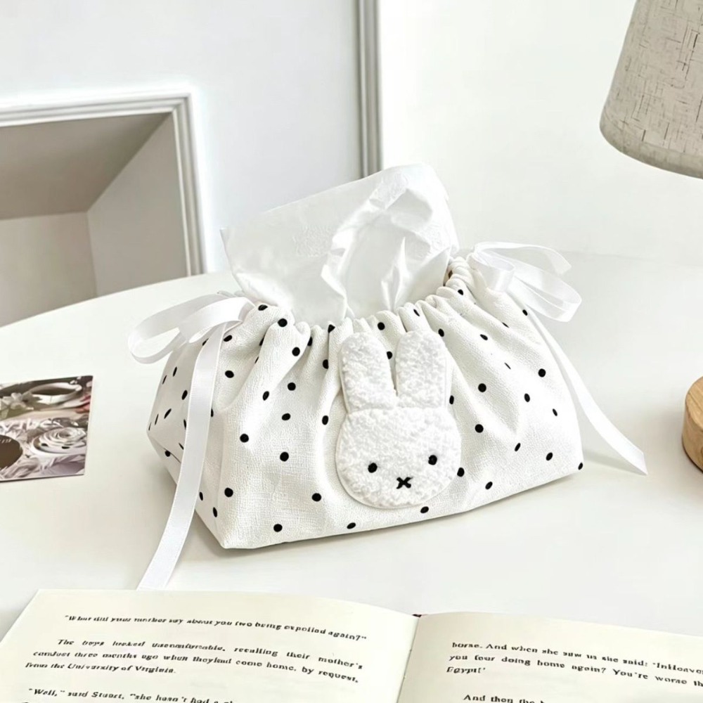 Craft Embellishment Storage - Cute Miffy Wave Embroidery Drawstring Tissue