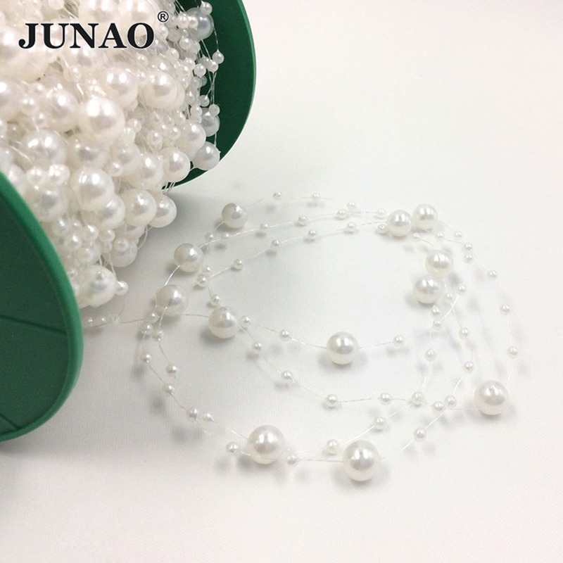 Pearl Trim Chain - JUNAO 20 Meter 3+8mm White Round