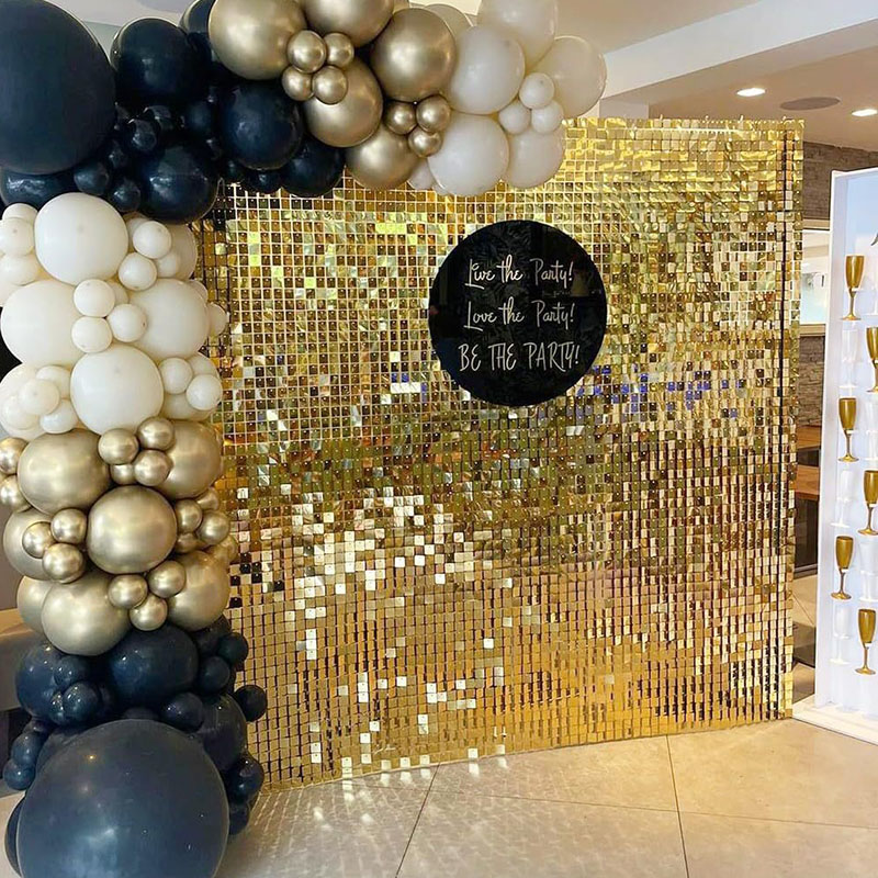 Sequin Fabric Panel - 6-27 Pcs Light Golden Shimmer Wall