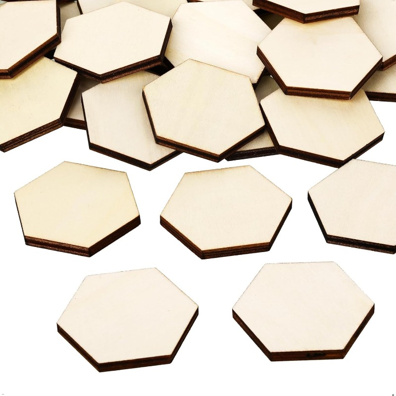 Embellish Craft - 50PCS 4CM Unfinished Wood Hexagon Pieces