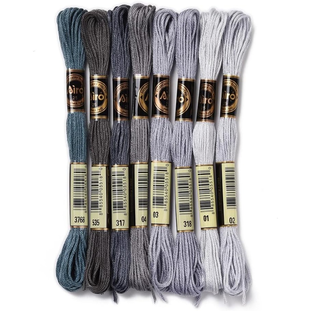 Embroidery Embellishments - 8 Skeins 70 Yards Grey Friendship