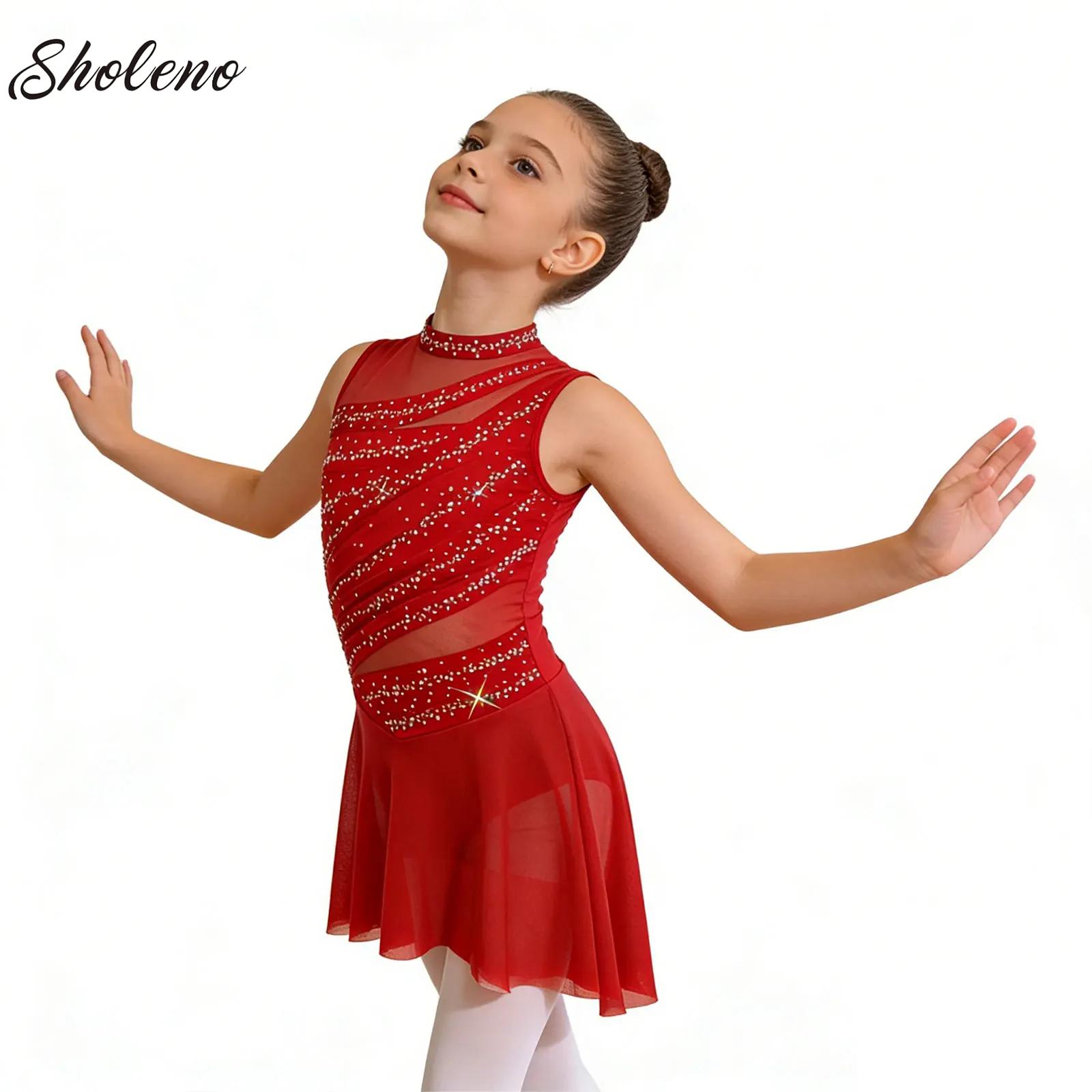 Rhinestone Banding Trim - Sleeveless Ballet Dance Leotards Tutu Dress