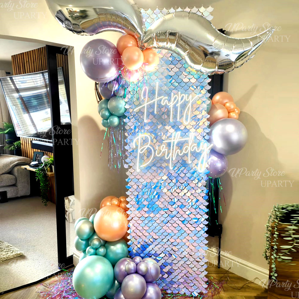 Sequin Fabric Panel - 12pcs Mermaid Sequins Wall Panels Iridescent