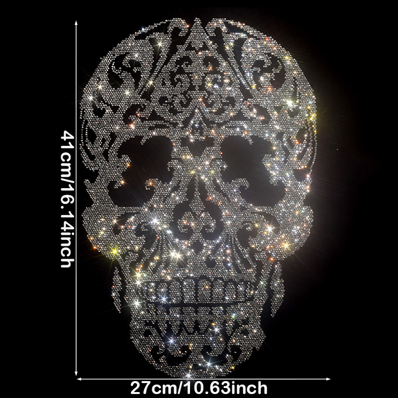 Hotfix Rhinestone Sheet - Floral Skull Rhinestone Transfer - Diamond-Cut