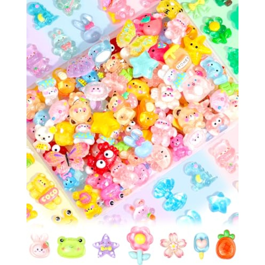 Easter Craft Embellishment Set - 100PCS Cute Slime Charms Bulk Easter