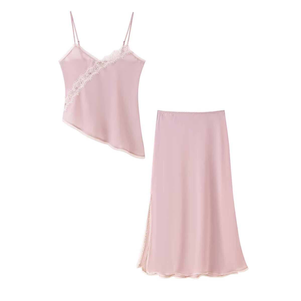 Elastic Lace Trim - Tidalyf 2025 Women Pink Cami Top
