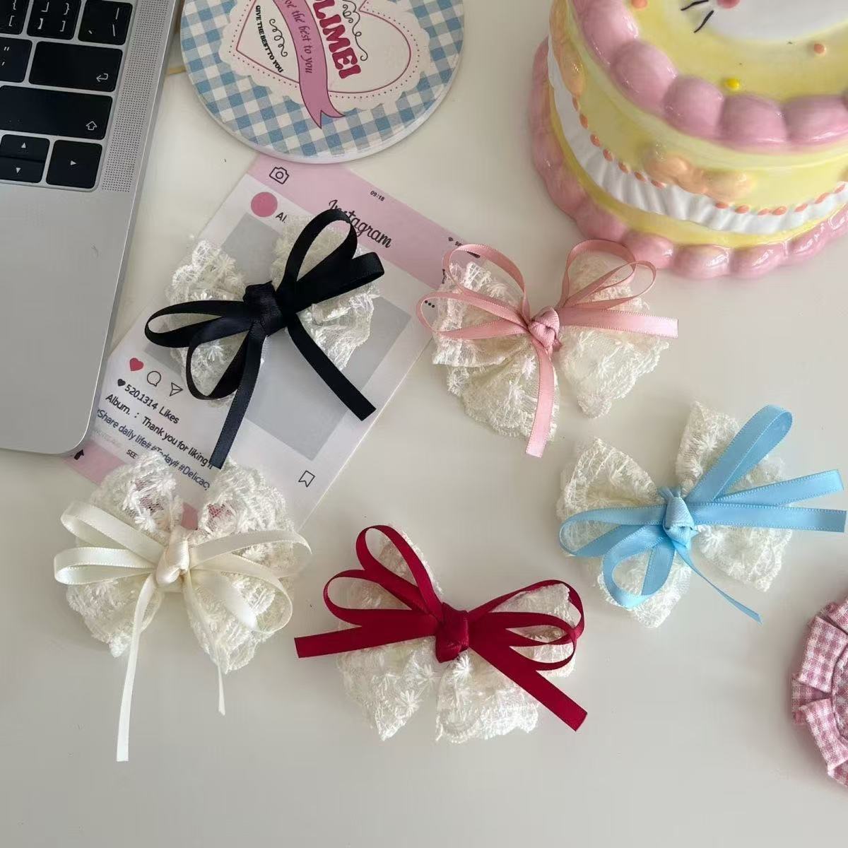 2Pcs Elegant Lace Bow Hairpins - Lace Ribbon Trim recension och pris