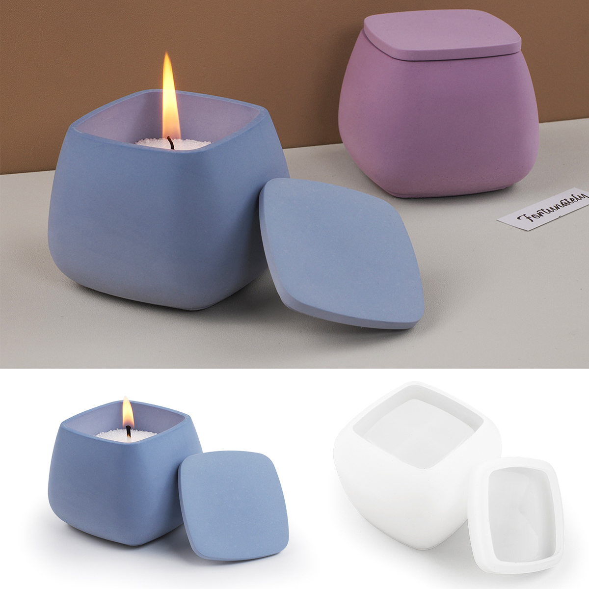 Square Candle Jar Silicone Mol - Craft Embellishment Storage recension och pris