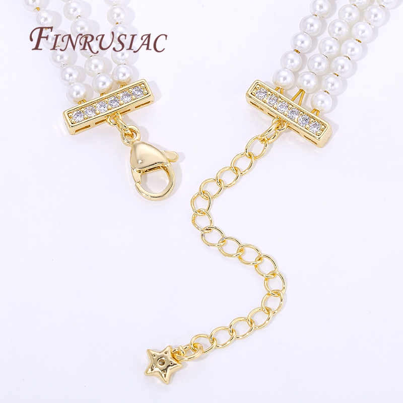 18K Gold Plated 3-row Pearl Ne - Pearl Trim Chain recension och pris