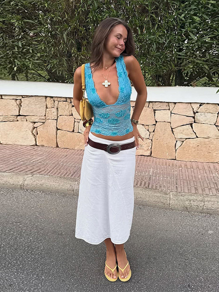 Sexy Sequined Vest Skirts Suit - Elastic Lace Trim recension och pris
