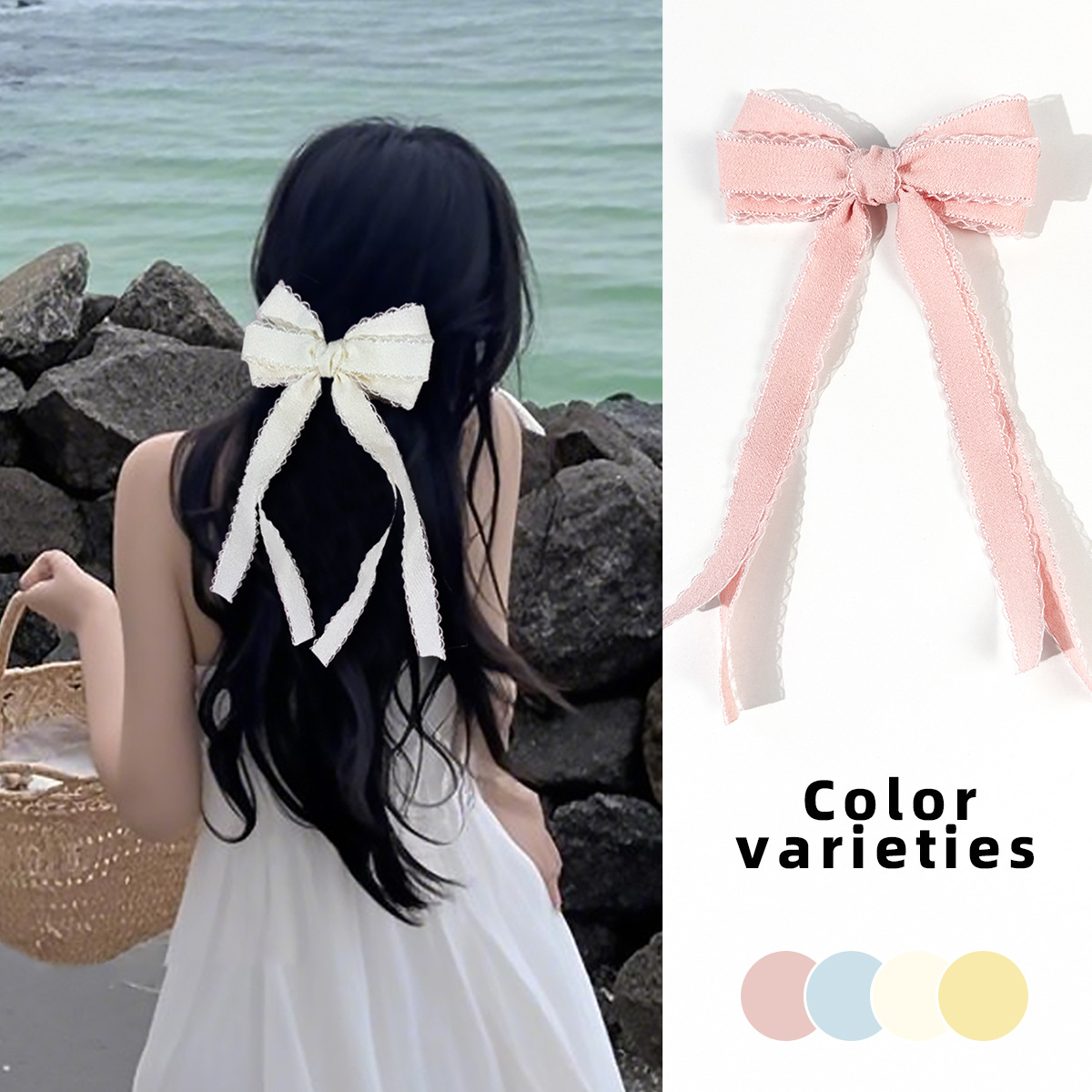 Bulk 20pc Long Tassel Hair Cli - Lace Ribbon Trim recension och pris