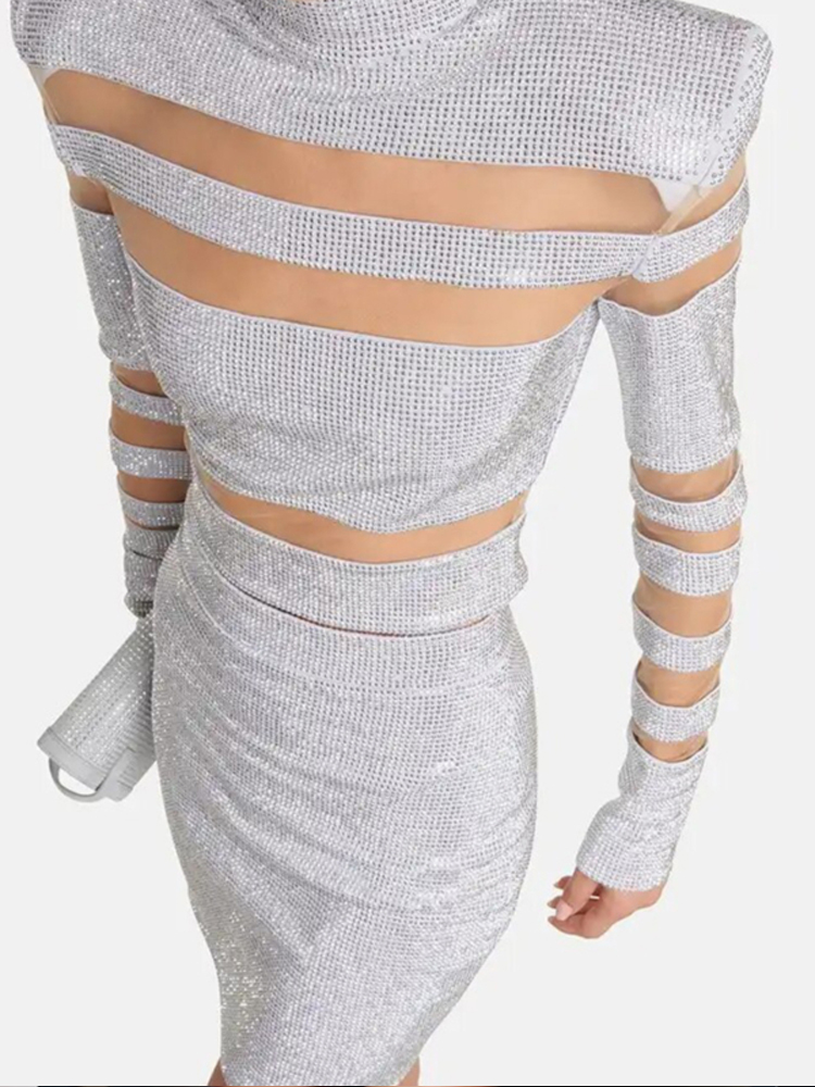 Sexy Two Piece Mesh Panel Band - Sequin Fabric Panel recension och pris