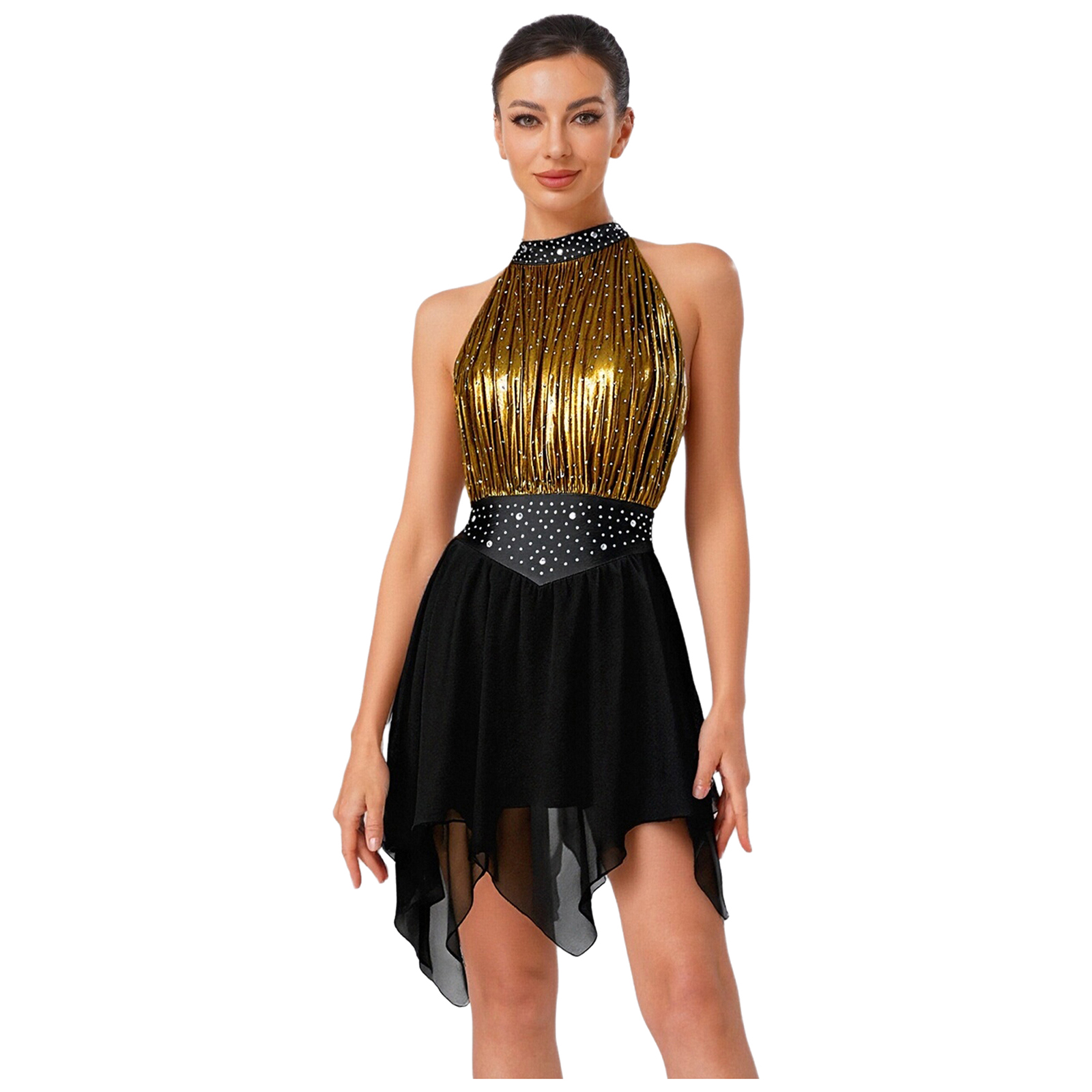 Women Sleeveless Shiny Rhinest - Rhinestone Banding Trim recension och pris