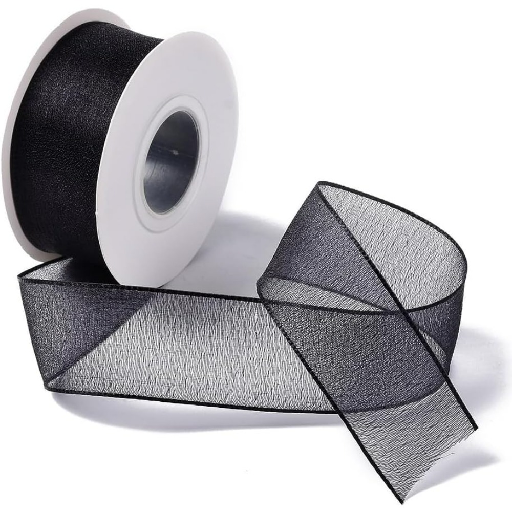 1Inch Black Organza Ribbon Wir - Organza Ribbon Spool recension och pris