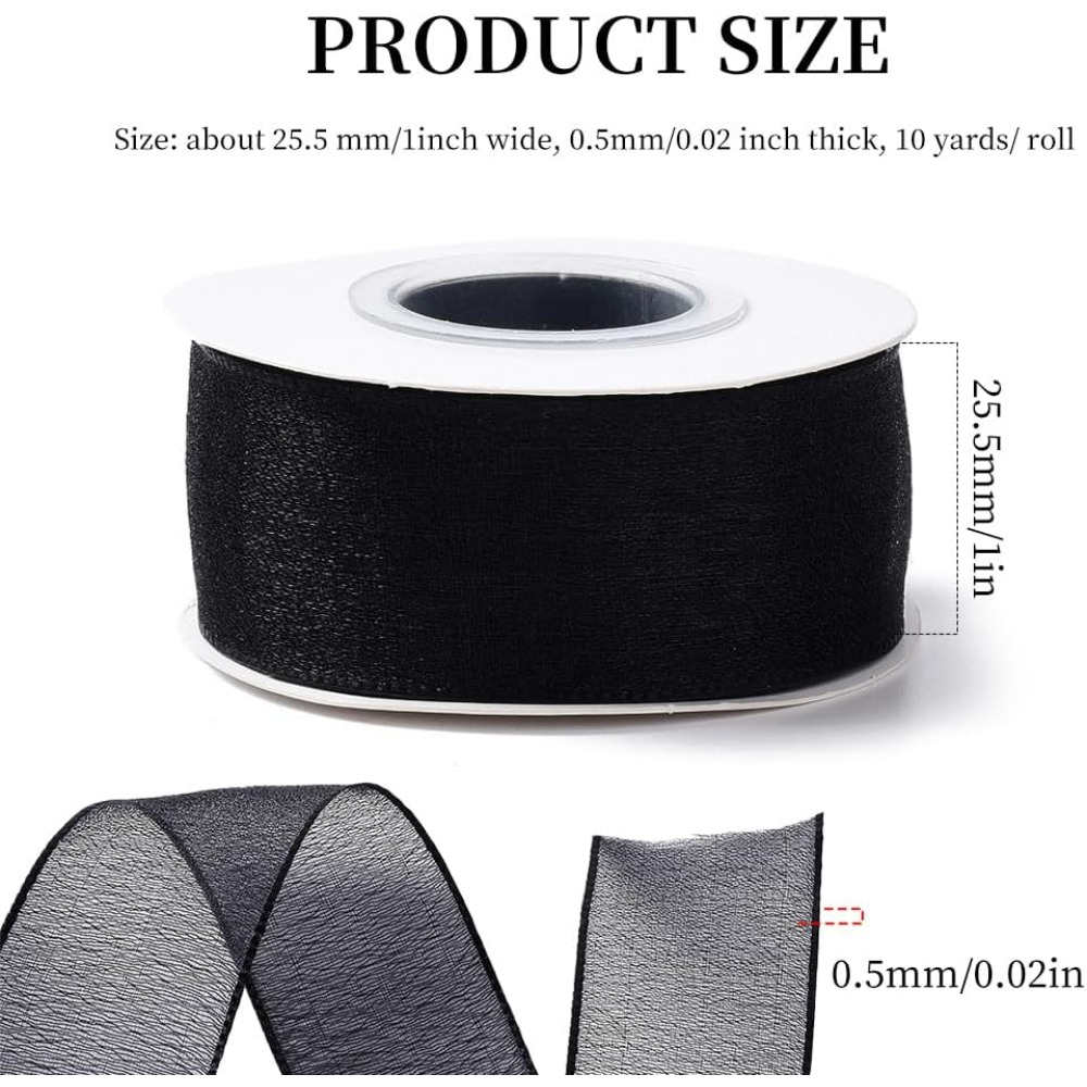 1Inch Black Organza Ribbon Wir - Organza Ribbon Spool recension och pris