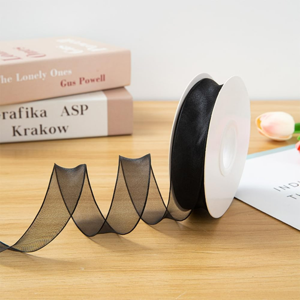 1Inch Black Organza Ribbon Wir - Organza Ribbon Spool recension och pris