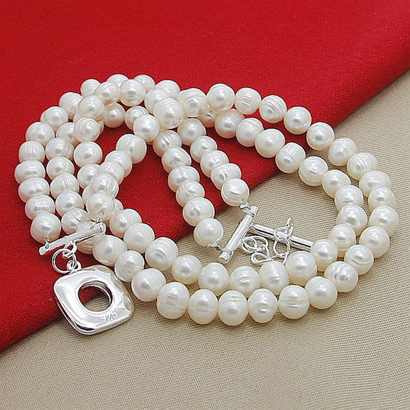 Aravant 925 Silver Double Laye - Pearl Trim Chain recension och pris