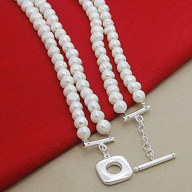 Aravant 925 Silver Double Laye - Pearl Trim Chain recension och pris