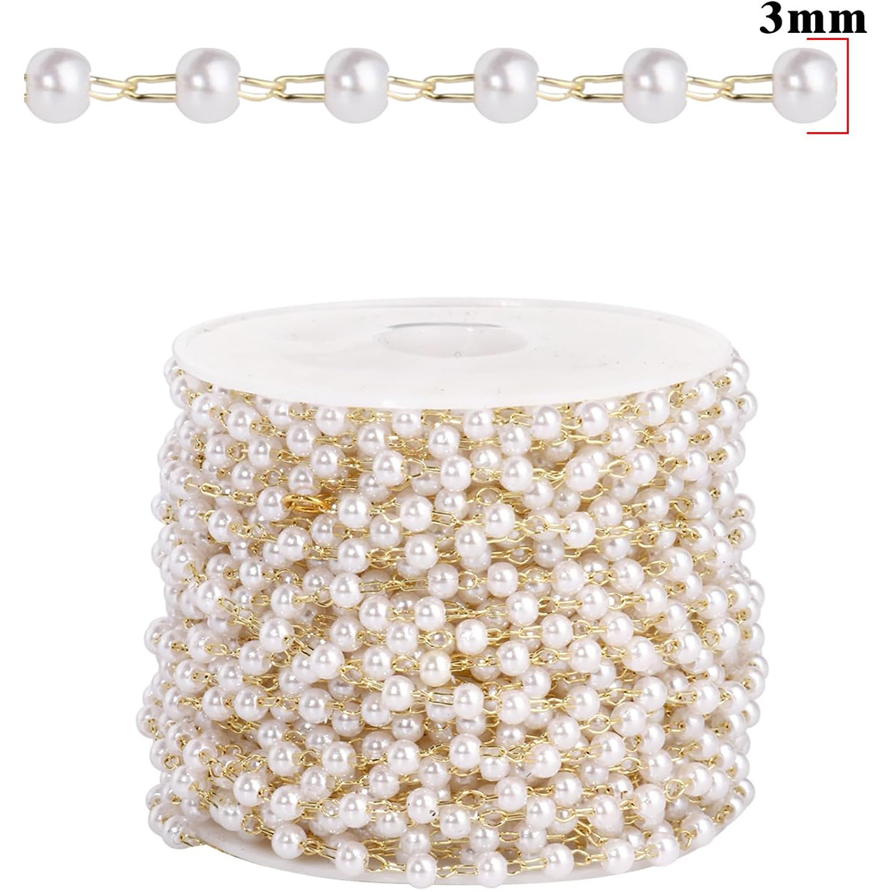 20 Meter 3/4/5/6mm Faux Pearls - Pearl Trim Chain recension och pris