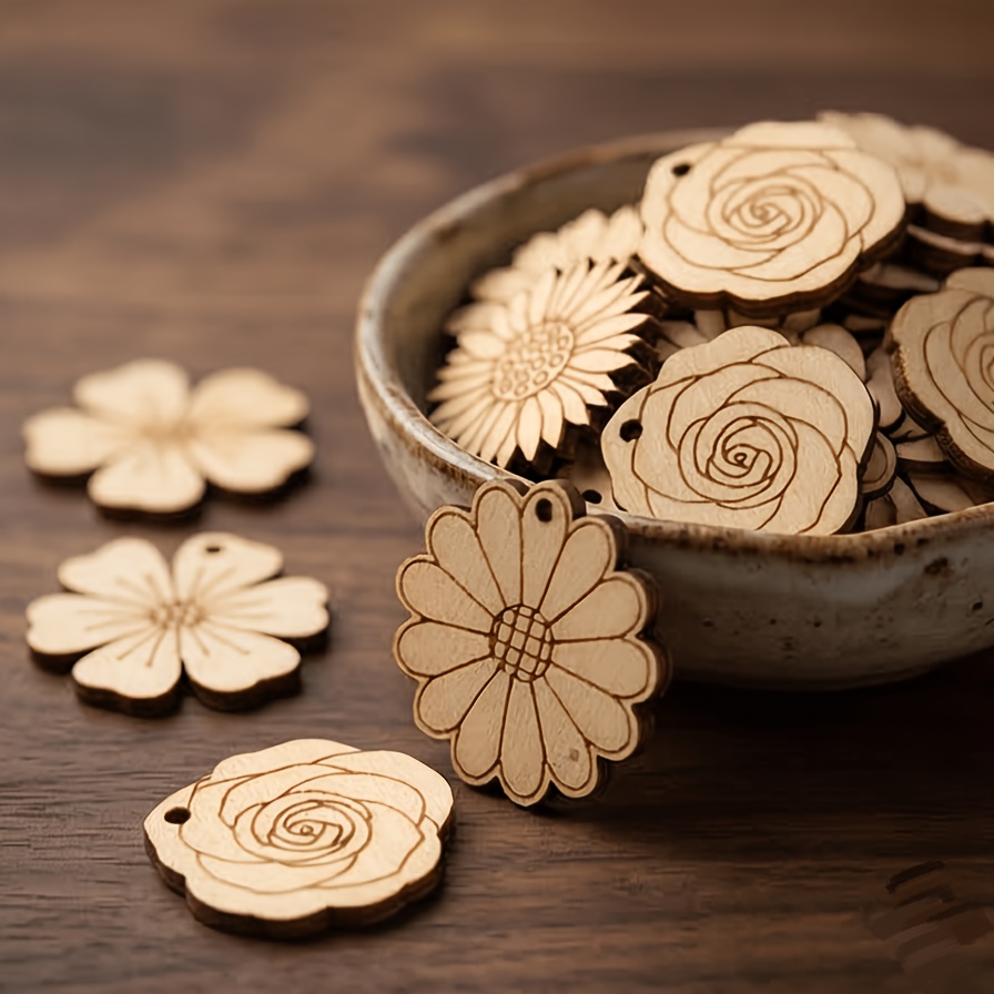 50Pcs/set 35mm Mixed Flower Wo - Easter Craft Embellishment Set recension och pris