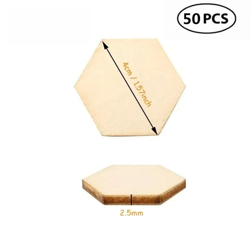 50PCS 4CM Unfinished Wood Hexa - Embellish Craft recension och pris