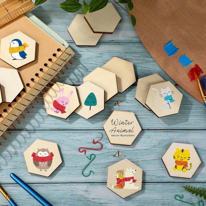 50PCS 4CM Unfinished Wood Hexa - Embellish Craft recension och pris
