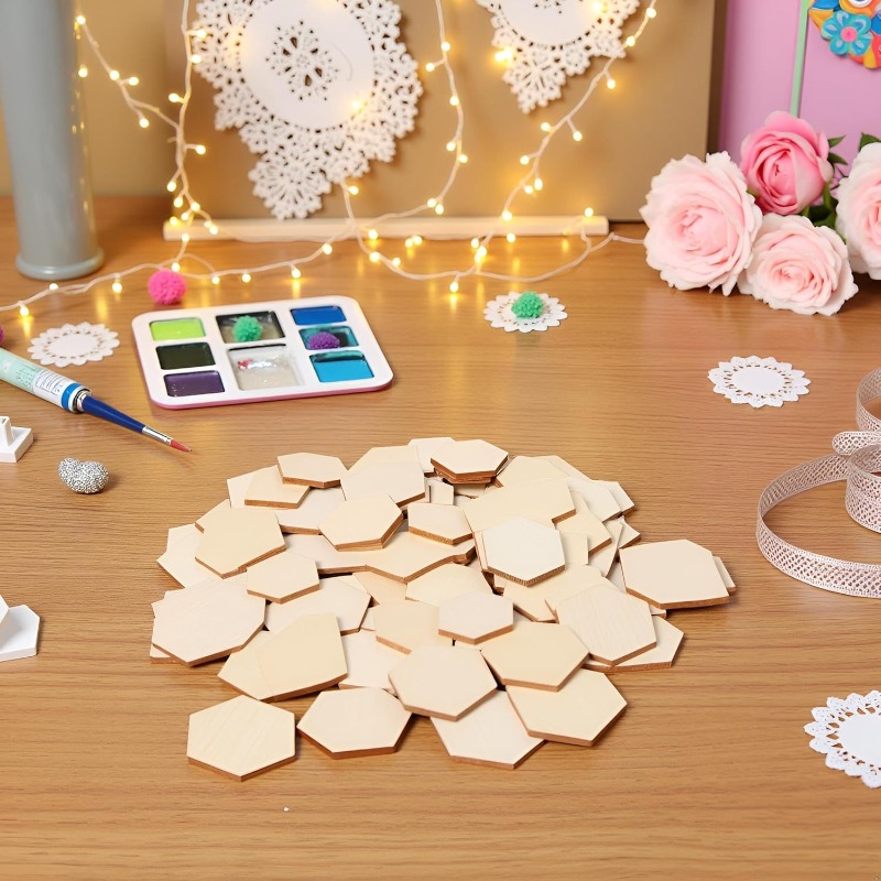 50PCS 4CM Unfinished Wood Hexa - Embellish Craft recension och pris