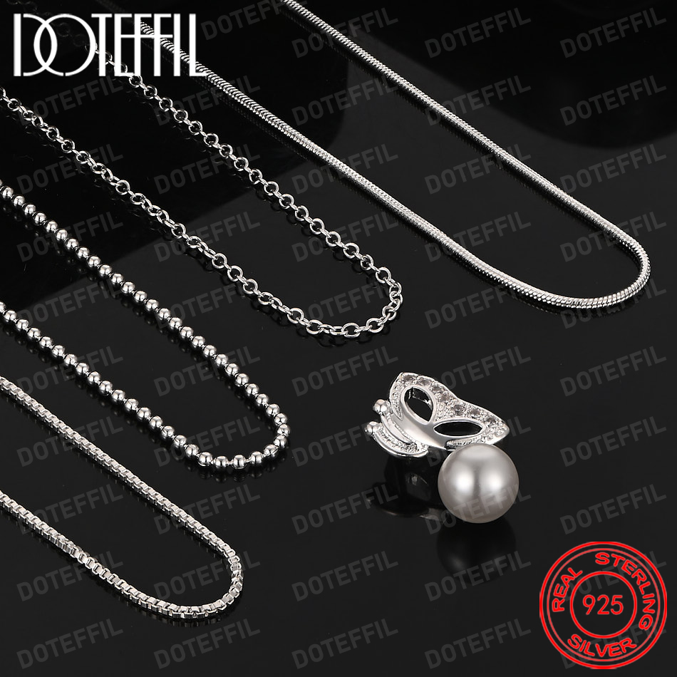 925 Sterling Silver Exquisite  - Pearl Trim Chain recension och pris
