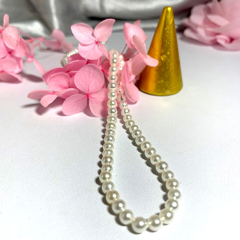 Elegant 4mm Shell Pearl Neckla - Pearl Trim Chain recension och pris