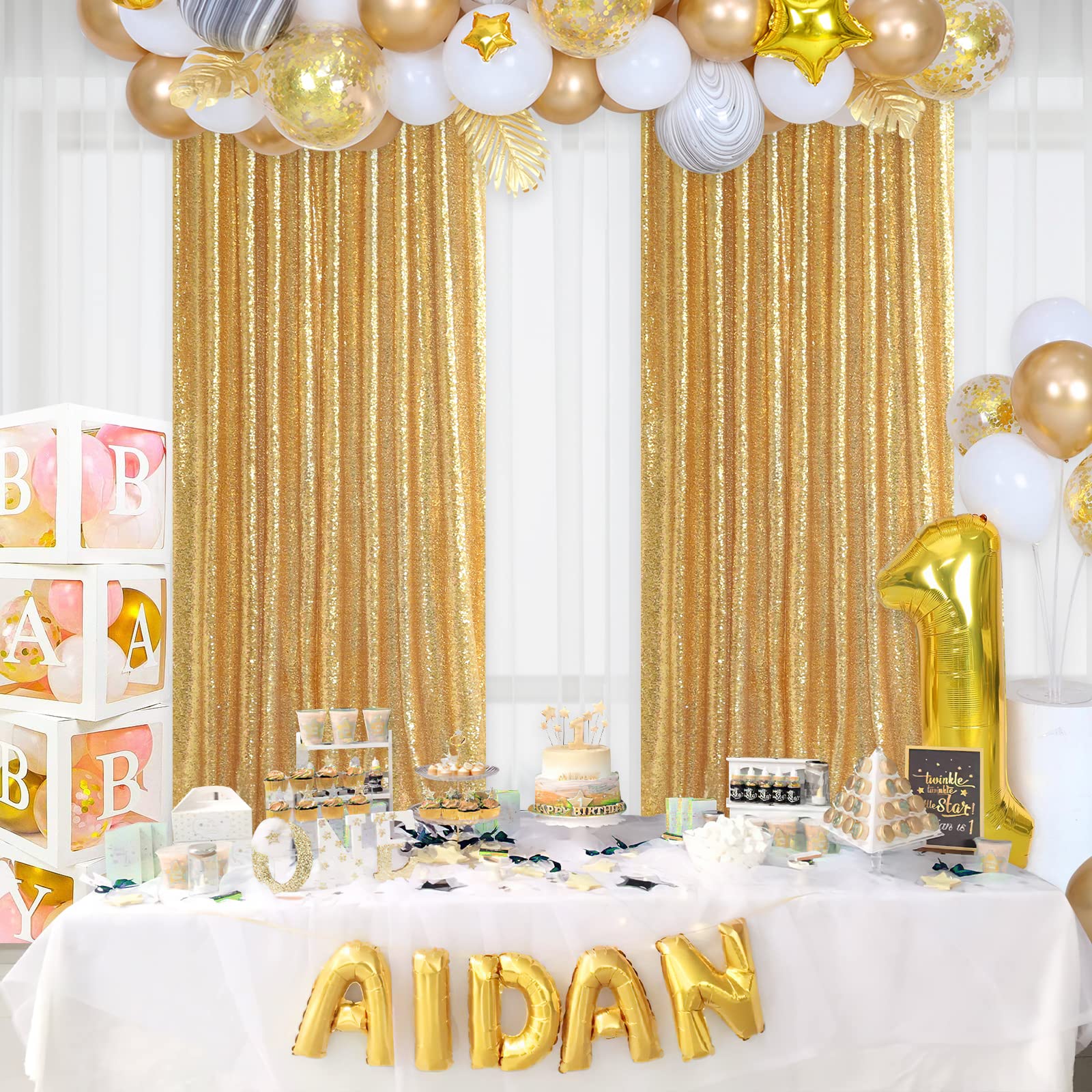 2PCS Gold Sequin Party Backdro - Sequin Fabric Panel recension och pris
