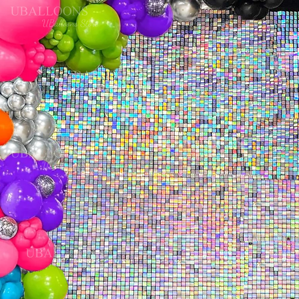 Iridescent Silver Shimmer Wall - Sequin Fabric Panel recension och pris
