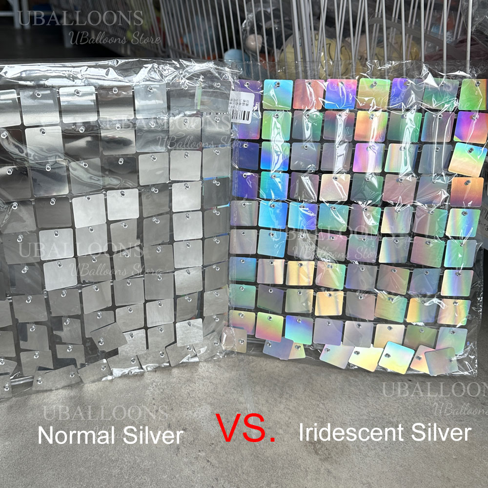 Iridescent Silver Shimmer Wall - Sequin Fabric Panel recension och pris