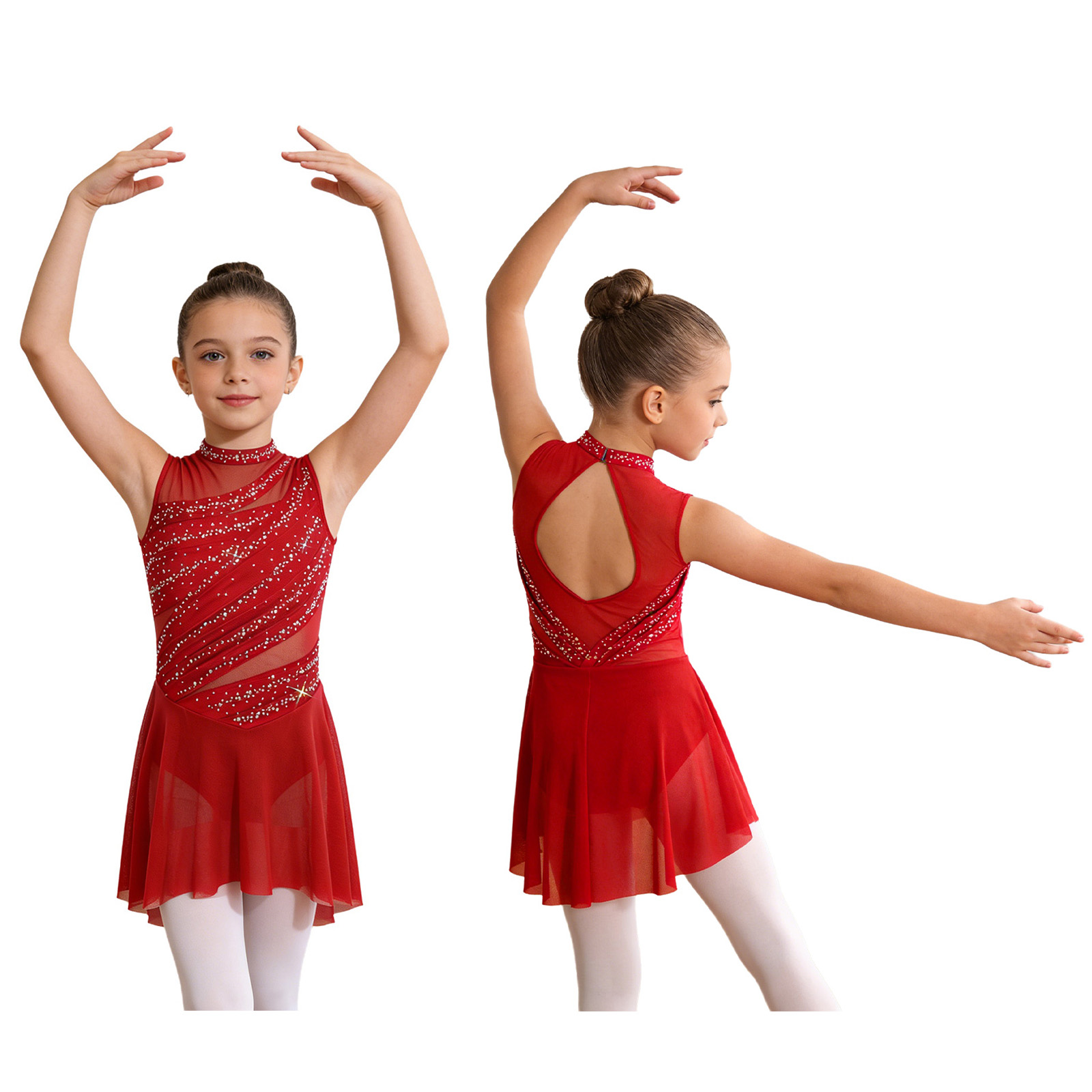 Sleeveless Ballet Dance Leotar - Rhinestone Banding Trim recension och pris