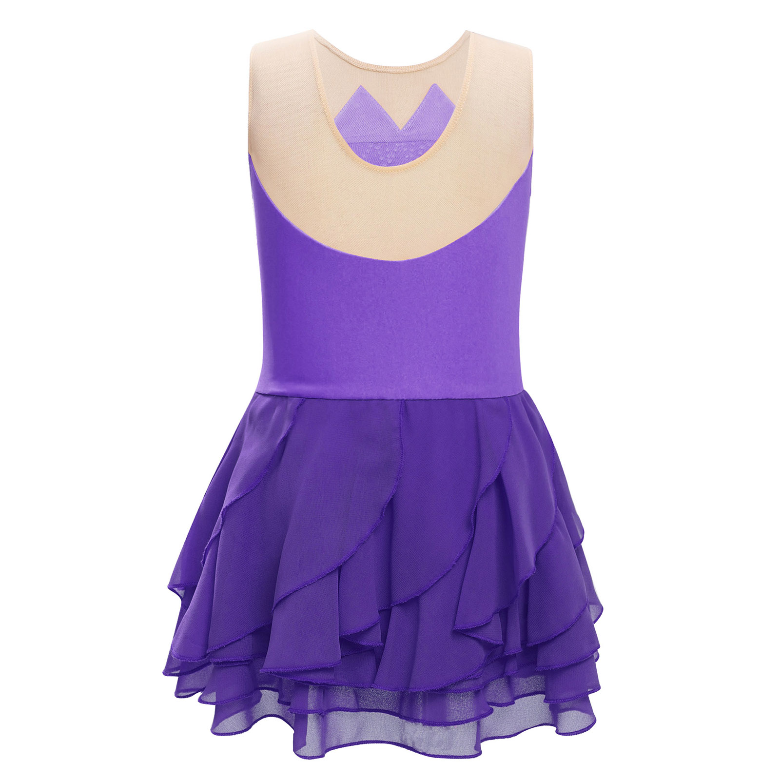 Girls Mesh Figure Skating Dres - Rhinestone Banding Trim recension och pris