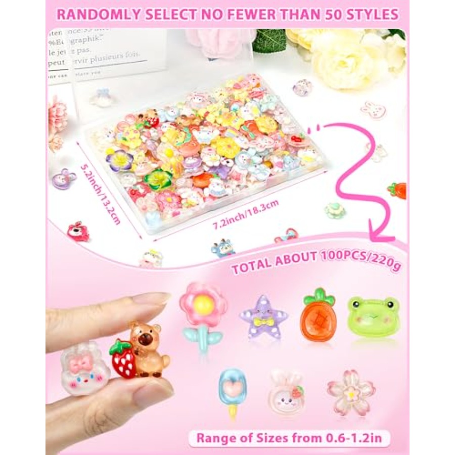100PCS Cute Slime Charms Bulk  - Easter Craft Embellishment Set recension och pris