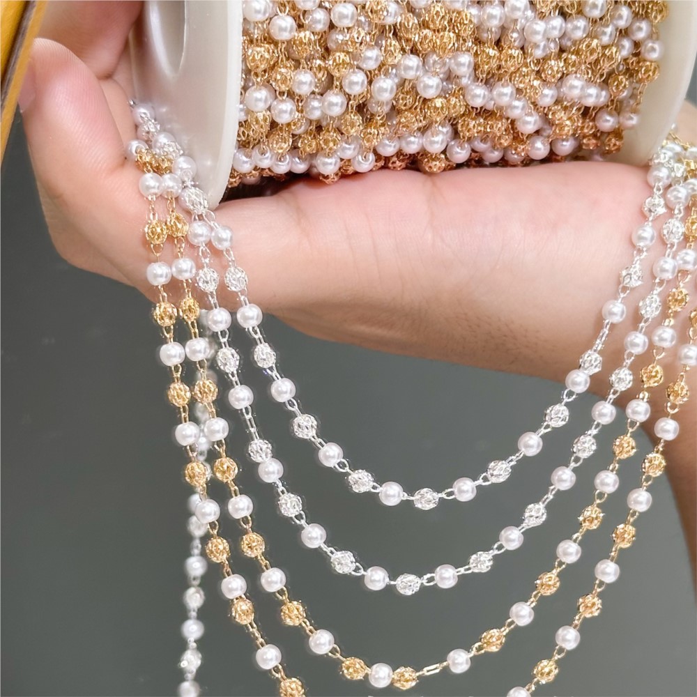 0.5Meter/1Meter Faux Pearl Bra - Pearl Trim Chain recension och pris